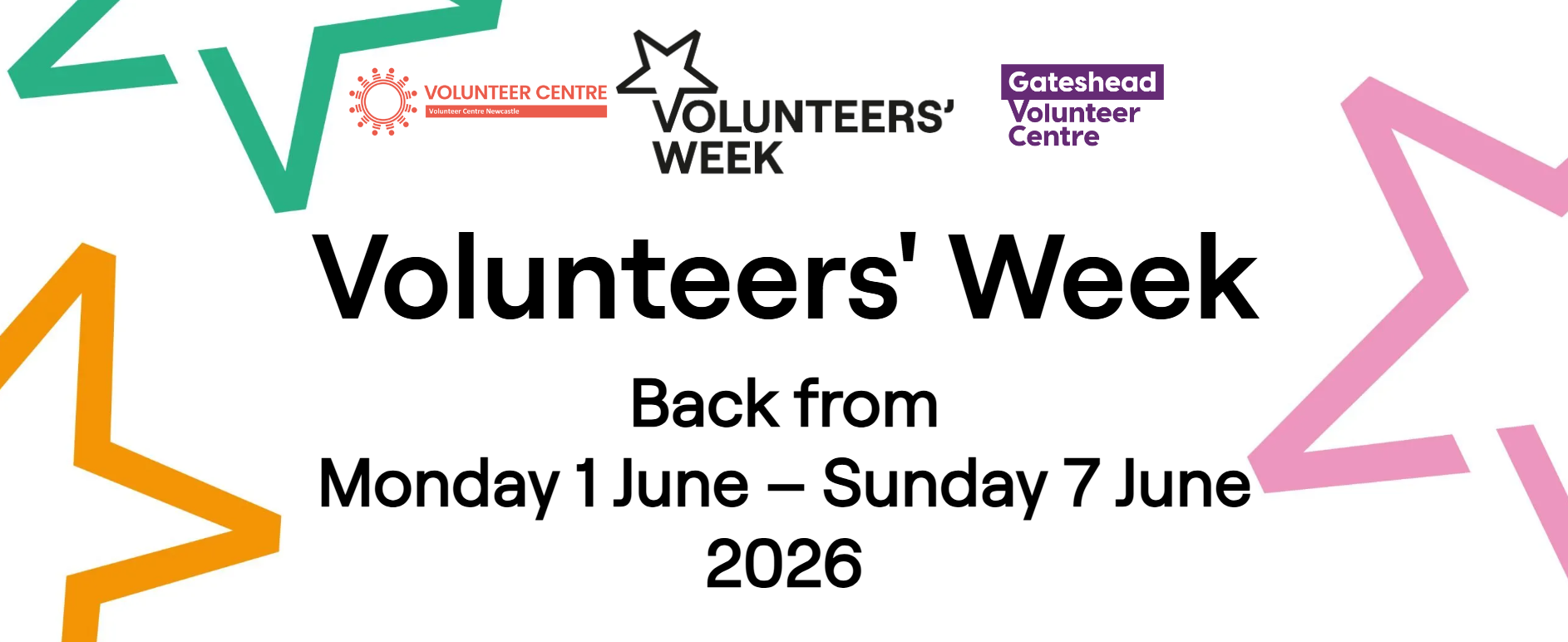 Volunteers' Week. Back from Monday 1 June until Sunday 7 June 2026.. 