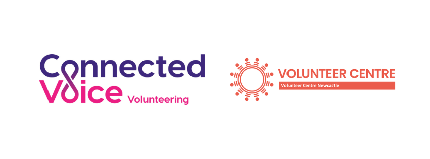 Connected Voice Volunteering Logo and Volunteer Centre Newcastle Logo