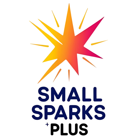 Graphic of a yellow and orange spark with the words "Small Sparks Plus" underneath