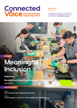 Image of the front cover of Connected Voice magazine