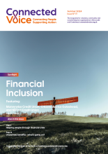 The front cover of Connected Voice Magazine Summer 2024, featuring the Angel of the North, Gateshead